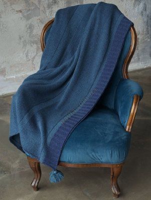 Плед з вовни 130x170 BETIRES BALL NAVY BLUE (50% шерсть, 50% акрил) 700366 фото
