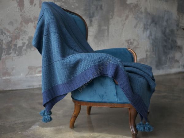 Плед з вовни 130x170 BETIRES BALL NAVY BLUE (50% шерсть, 50% акрил) 700366 фото