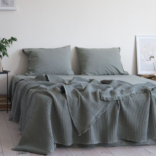Комплект простирадло 240х260 з наволочками 50х70 (2шт.) LA MODNO STONEWASHED French Green 200394 фото