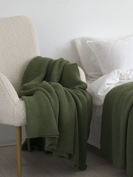 Покривало 170x240 LA MODNO Corn Olive (50% бавовна, 50% акрил) оливкове 200334 фото