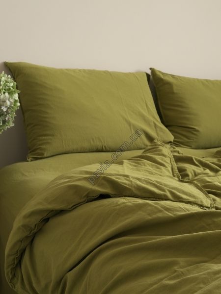 Комплект постільної білизни СІМЕЙНИЙ LIMASSO OLIVE STANDART оливковий 800381 фото