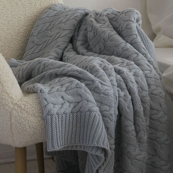 Покривало 170x240 LA MODNO Genova Sky Gray (50% бавовна, 50% акрил) сіро-небесне 200239 фото